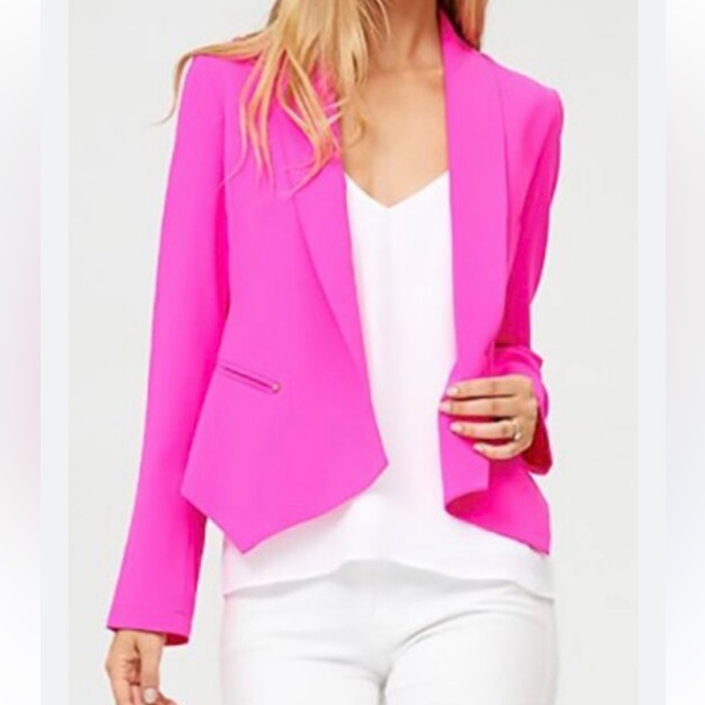Fuchsia Tailored Open-Front Blazer for Women